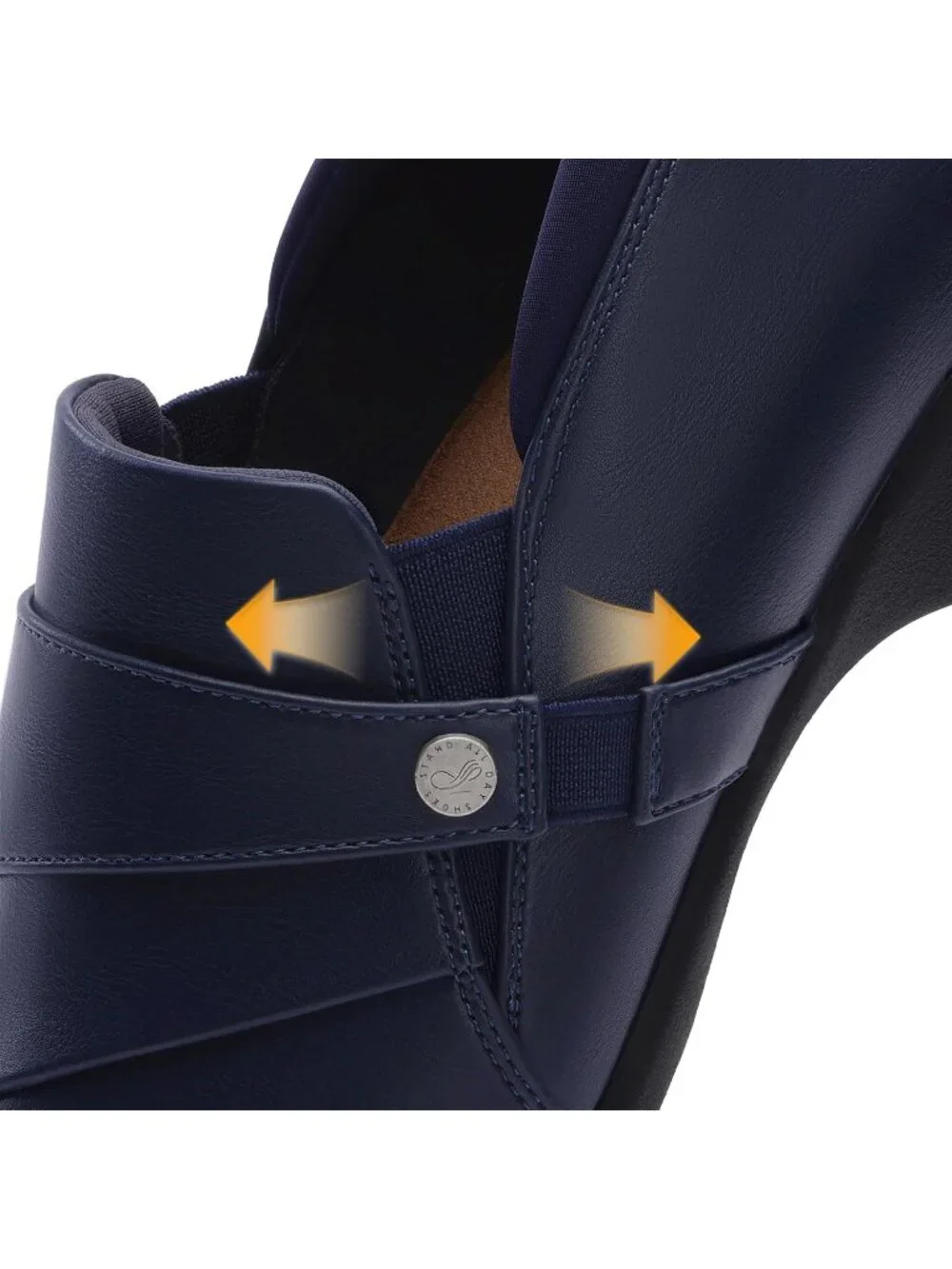 Womens Navy Faux Leather Business Casual Dressy Loafers Comfortable Loafers
